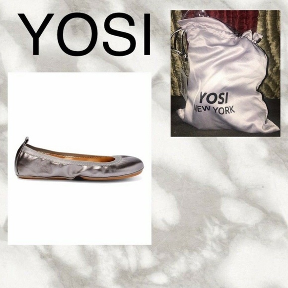 YOSI, NY~PEWTER METALLIC "LEXINGTON" BALLET FLAT, FOLDABLE WITH STORAGE BAG~US 9 - Picture 1 of 3